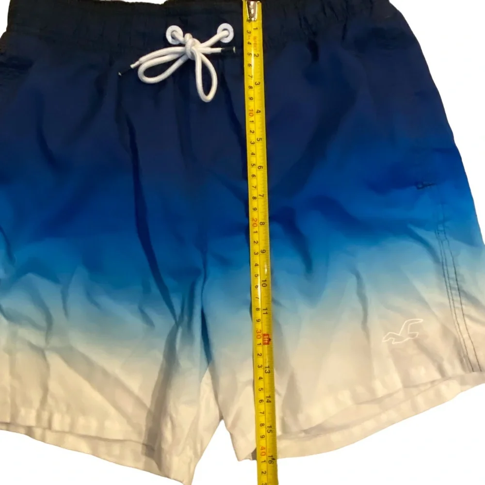 Hollister Men's Blue & White Ombre Swim Trunks Shorts‎ Size XS